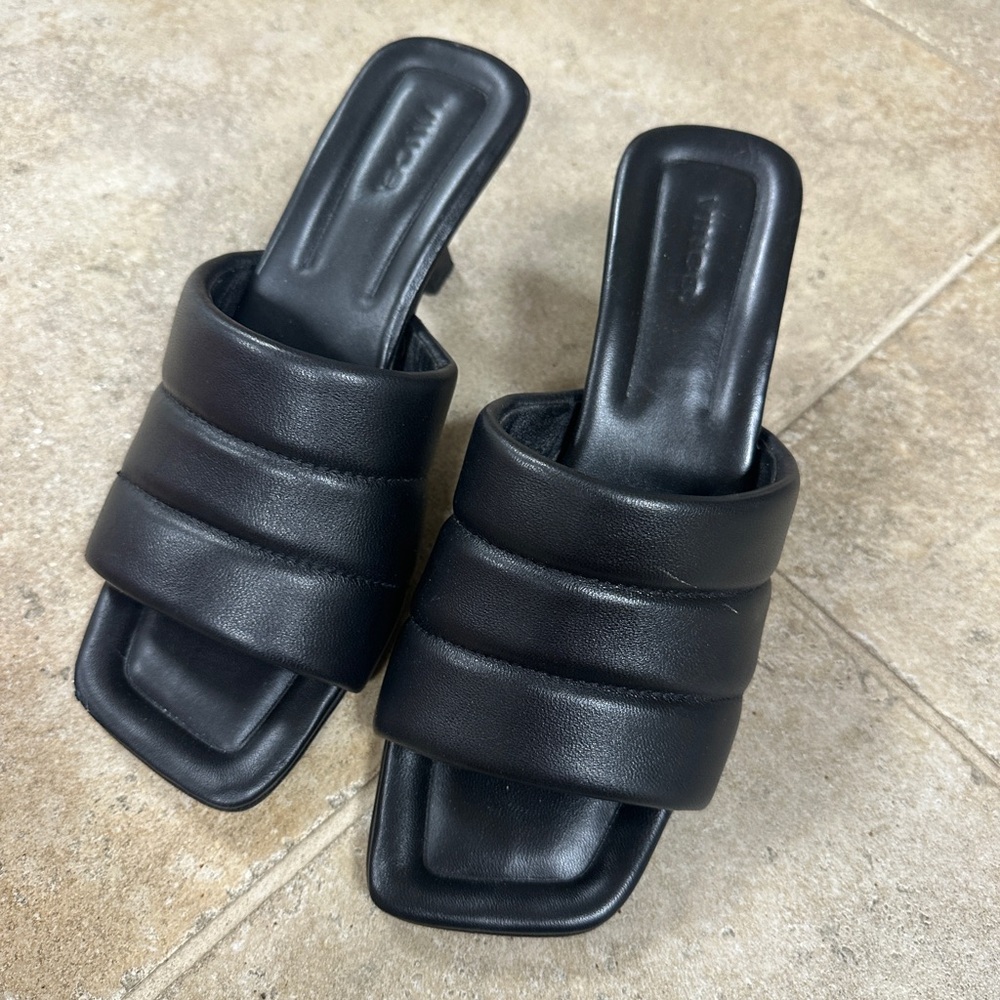 Vince Black Leather Mules